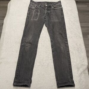 Buck Mason Maverick Slim Jeans Mens 29x29 Black Button Fly Double Dip Distressed